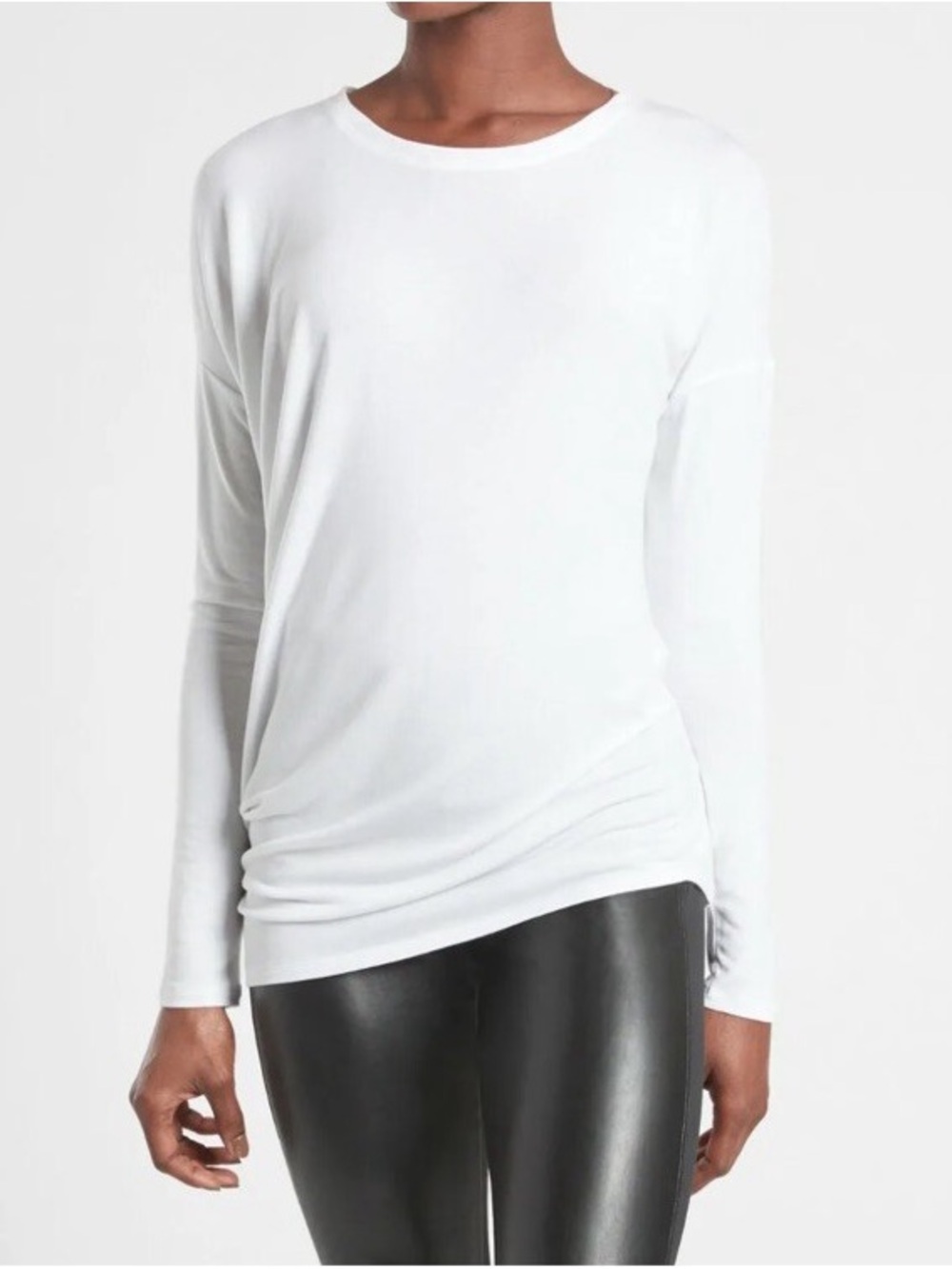 Athleta Cloudlight Restore Asymmetrical White Long Sleeve Top Womens Small